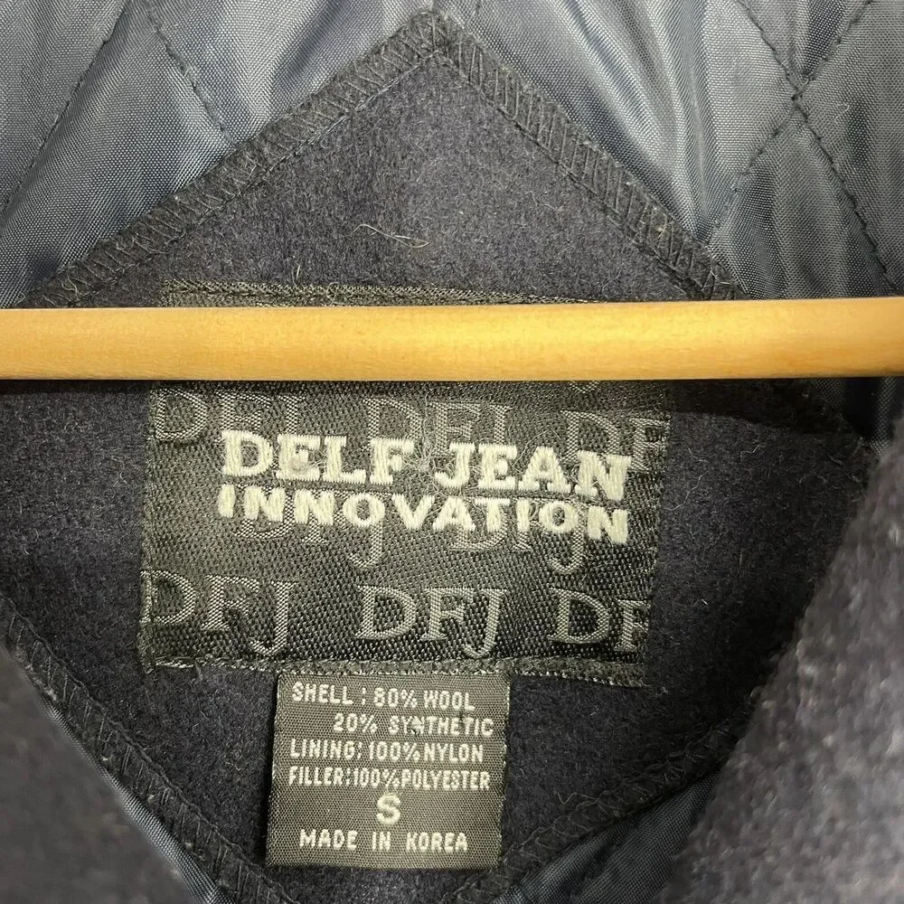 Delf Coat Size Small Men Navy Double Breasted Button Front Wool Peacoat Military
